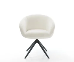 DrehstuhlVinka-Flex mit Armlehnen Bouclé Soft Beige Kreuzgestell breit Schwarz 360° drehbar Wippfunktion Taschenfederkern Sofort versandfertig