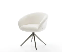 DrehstuhlVinka-Flex mit Armlehnen Bouclé Soft Beige Kreuzgestell breit Graphit 360° drehbar Wippfunktion Taschenfederkern Sofort versandfertig