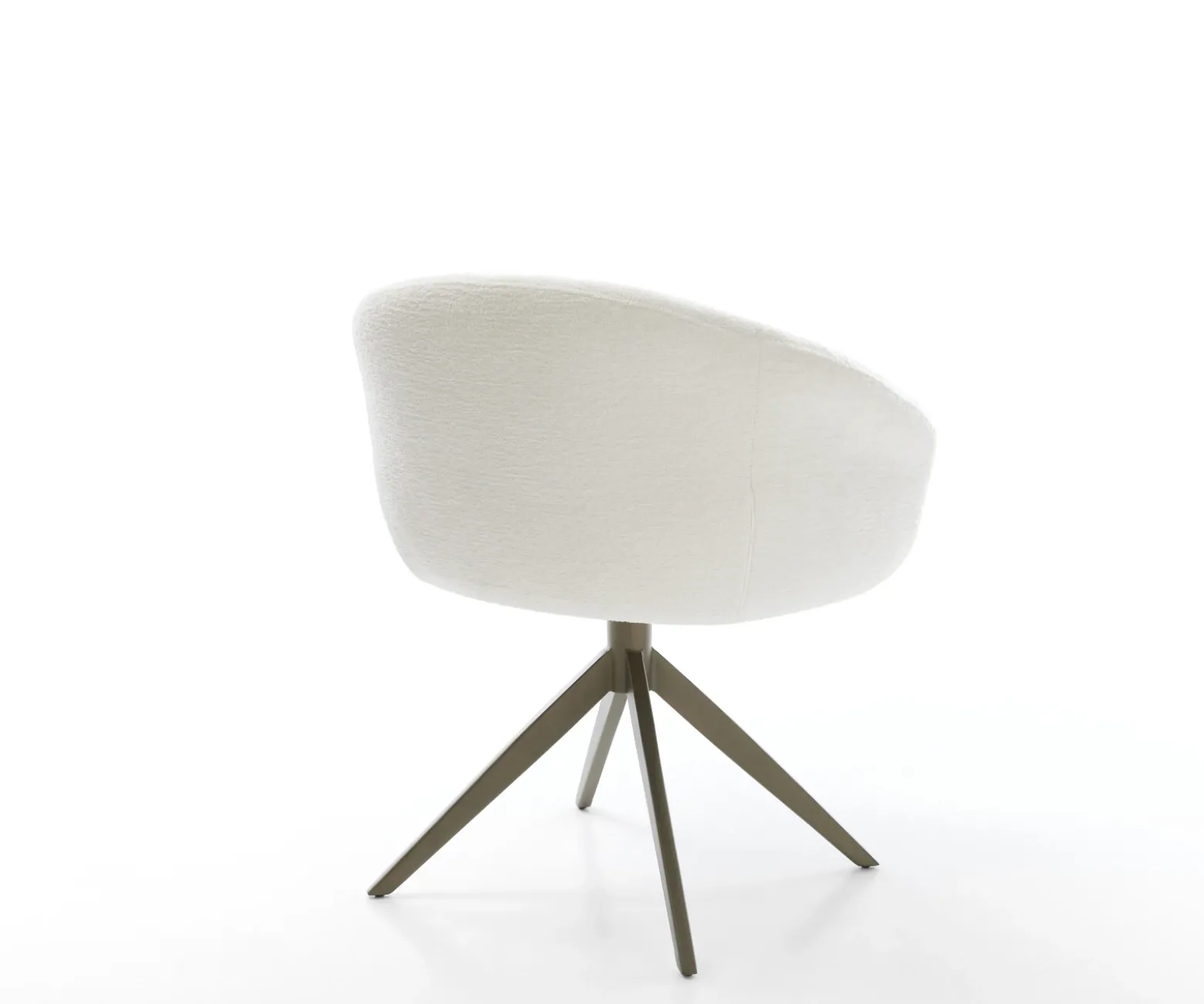 DrehstuhlVinka-Flex mit Armlehnen Bouclé Soft Beige Kreuzgestell breit Effektfinish Titan 360° drehbar Wippfunktion Taschenfederkern Sofort versandfertig