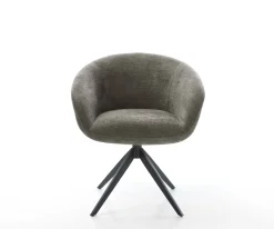 DrehstuhlVinka-Flex mit Armlehnen Bouclé Soft Schlamm Kreuzgestell breit Schwarz 360° drehbar Wippfunktion Taschenfederkern Sofort versandfertig