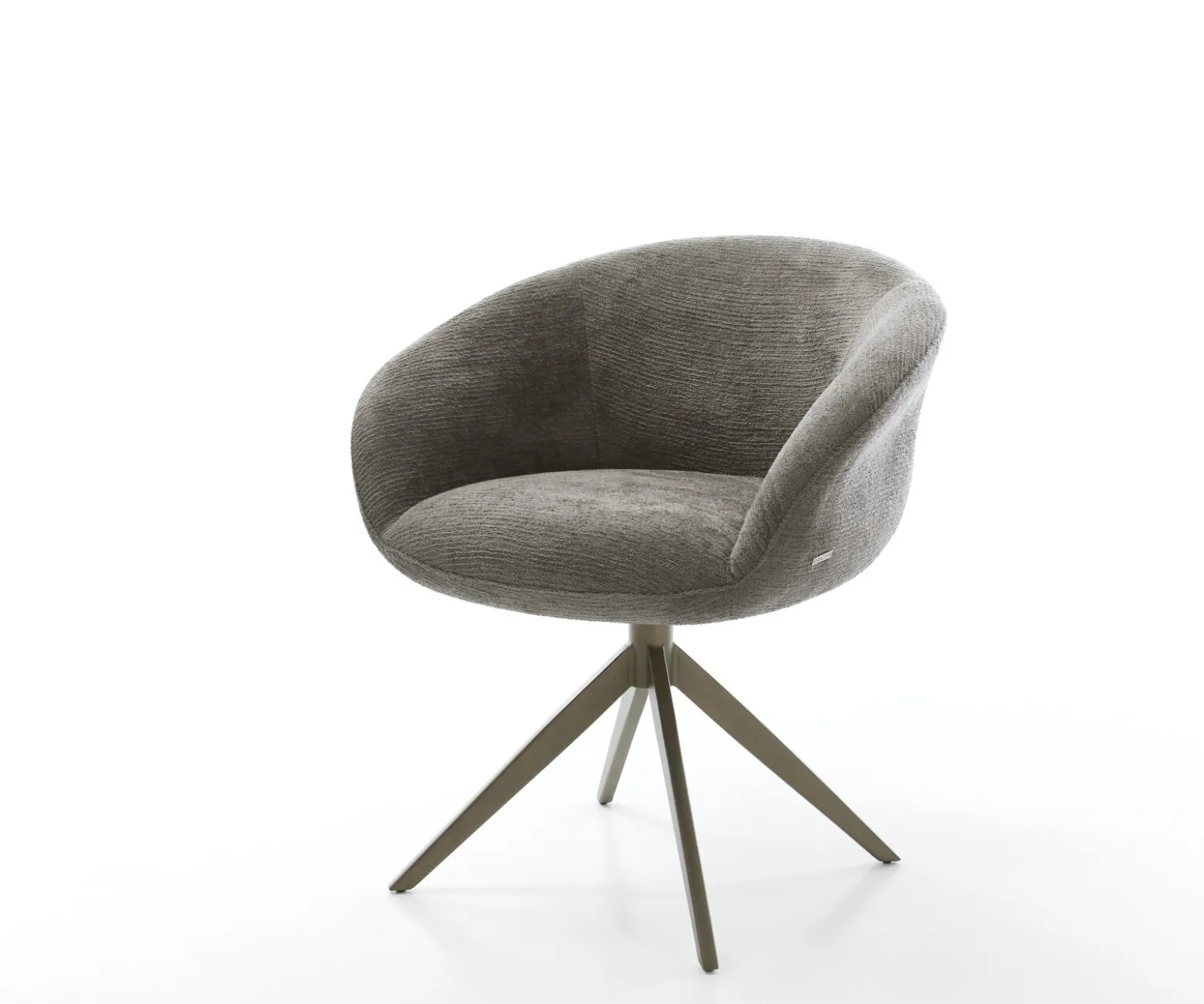 DrehstuhlVinka-Flex mit Armlehnen Bouclé Soft Schlamm Kreuzgestell breit Effektfinish Titan 360° drehbar Wippfunktion Taschenfederkern Sofort versandfertig