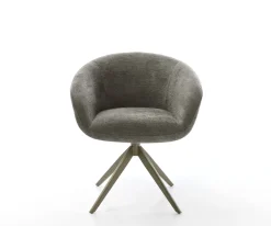 DrehstuhlVinka-Flex mit Armlehnen Bouclé Soft Schlamm Kreuzgestell breit Effektfinish Titan 360° drehbar Wippfunktion Taschenfederkern Sofort versandfertig