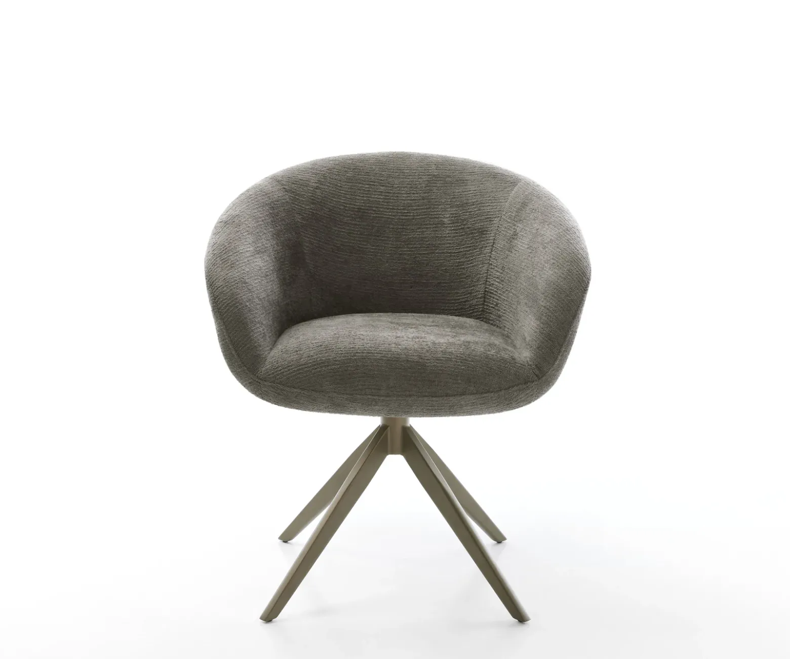 DrehstuhlVinka-Flex mit Armlehnen Bouclé Soft Schlamm Kreuzgestell breit Effektfinish Titan 360° drehbar Wippfunktion Taschenfederkern Sofort versandfertig