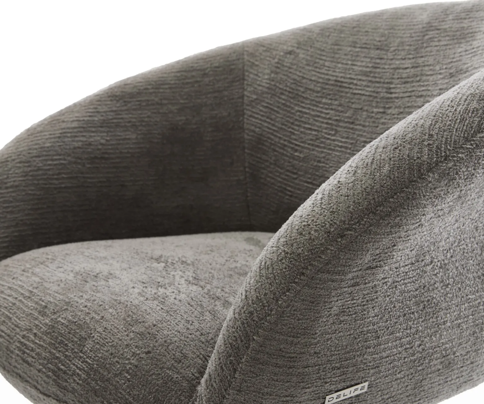 DrehstuhlVinka-Flex mit Armlehnen Bouclé Soft Schlamm Kreuzgestell breit Effektfinish Titan 360° drehbar Wippfunktion Taschenfederkern Sofort versandfertig