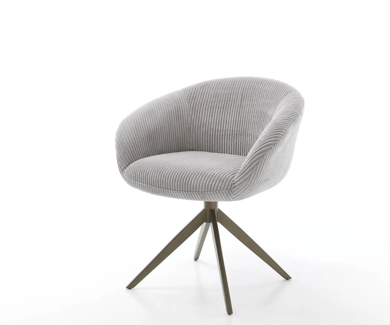 DrehstuhlVinka-Flex mit Armlehnen Cord Silbergrau Kreuzgestell breit Effektfinish Titan 360° drehbar Taschenfederkern Sofort versandfertig