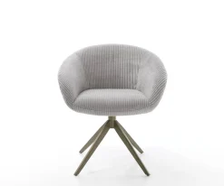 DrehstuhlVinka-Flex mit Armlehnen Cord Silbergrau Kreuzgestell breit Effektfinish Titan 360° drehbar Taschenfederkern Sofort versandfertig