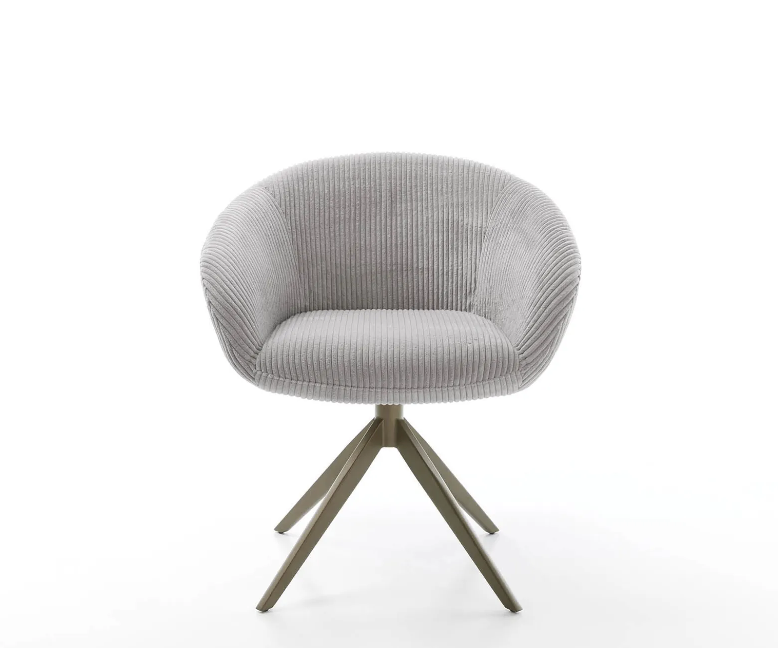 DrehstuhlVinka-Flex mit Armlehnen Cord Silbergrau Kreuzgestell breit Effektfinish Titan 360° drehbar Taschenfederkern Sofort versandfertig