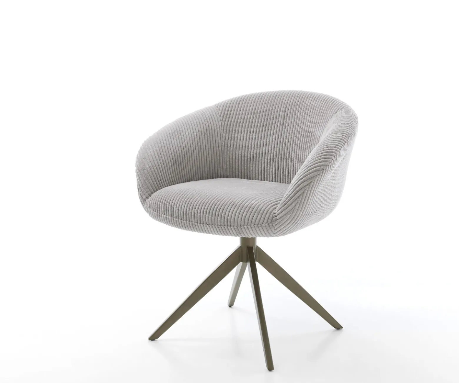 DrehstuhlVinka-Flex mit Armlehnen Cord Silbergrau Kreuzgestell breit Effektfinish Titan 360° drehbar Wippfunktion Taschenfederkern Sofort versandfertig