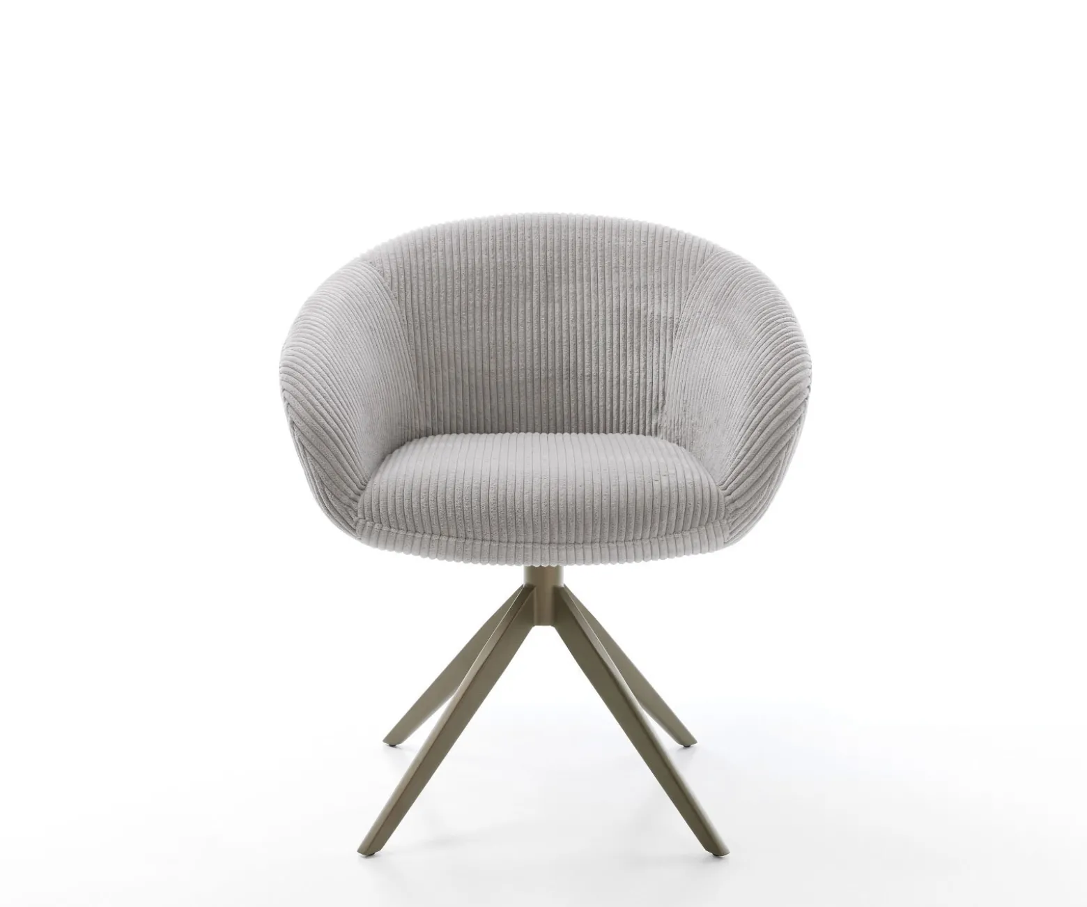 DrehstuhlVinka-Flex mit Armlehnen Cord Silbergrau Kreuzgestell breit Effektfinish Titan 360° drehbar Wippfunktion Taschenfederkern Sofort versandfertig