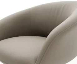 DrehstuhlVinka-Flex mit Armlehnen Echt-Leder Schlamm Kreuzgestell breit Edelstahl 360° drehbar Wippfunktion Taschenfederkern Sofort versandfertig
