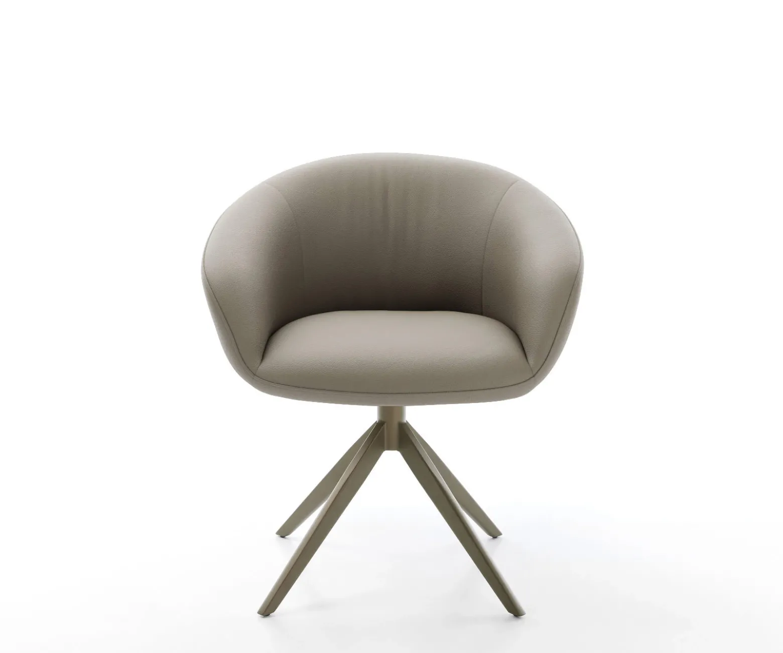 DrehstuhlVinka-Flex mit Armlehnen Echt-Leder Schlamm Kreuzgestell breit Effektfinish Titan 360° drehbar Wippfunktion Taschenfederkern Sofort versandfertig