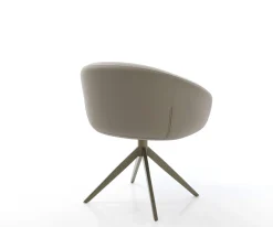 DrehstuhlVinka-Flex mit Armlehnen Echt-Leder Schlamm Kreuzgestell breit Effektfinish Titan 360° drehbar Wippfunktion Taschenfederkern Sofort versandfertig