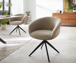 DrehstuhlVinka-Flex mit Armlehnen Materialmix Schlamm Kreuzgestell breit Schwarz 360° drehbar Taschenfederkern Sofort versandfertig