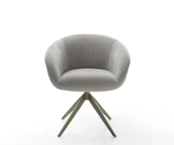 DrehstuhlVinka-Flex mit Armlehnen Strukturstoff Soft Grau Kreuzgestell breit Effektfinish Titan 360° drehbar Wippfunktion Taschenfederkern Sofort versandfertig