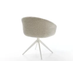 DrehstuhlVinka-Flex mit Armlehnen Webstoff Soft Beige Kreuzgestell breit Weiß 360° drehbar Wippfunktion Taschenfederkern Sofort versandfertig