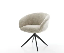 DrehstuhlVinka-Flex mit Armlehnen Webstoff Soft Beige Kreuzgestell breit Schwarz 360° drehbar Wippfunktion Taschenfederkern Sofort versandfertig