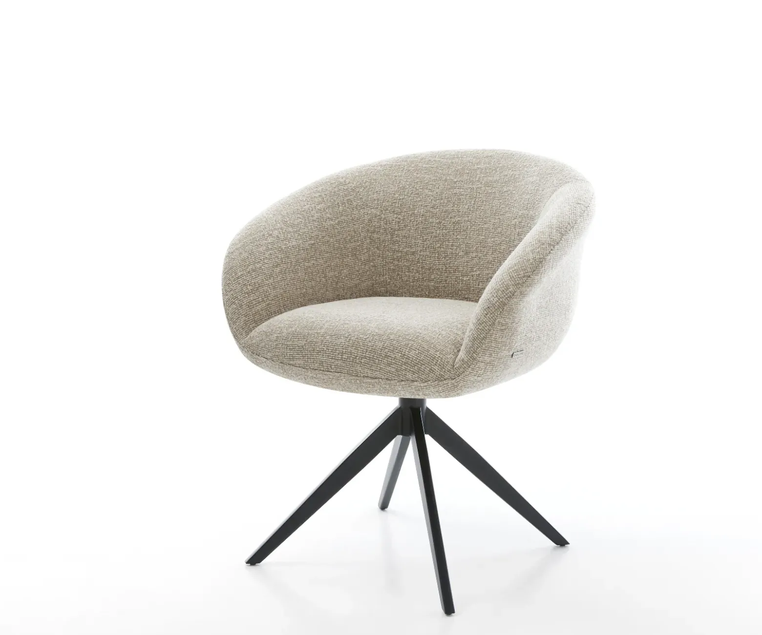 DrehstuhlVinka-Flex mit Armlehnen Webstoff Soft Beige Kreuzgestell breit Schwarz 360° drehbar Wippfunktion Taschenfederkern Sofort versandfertig