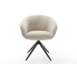 DrehstuhlVinka-Flex mit Armlehnen Webstoff Soft Beige Kreuzgestell breit Schwarz 360° drehbar Wippfunktion Taschenfederkern Sofort versandfertig