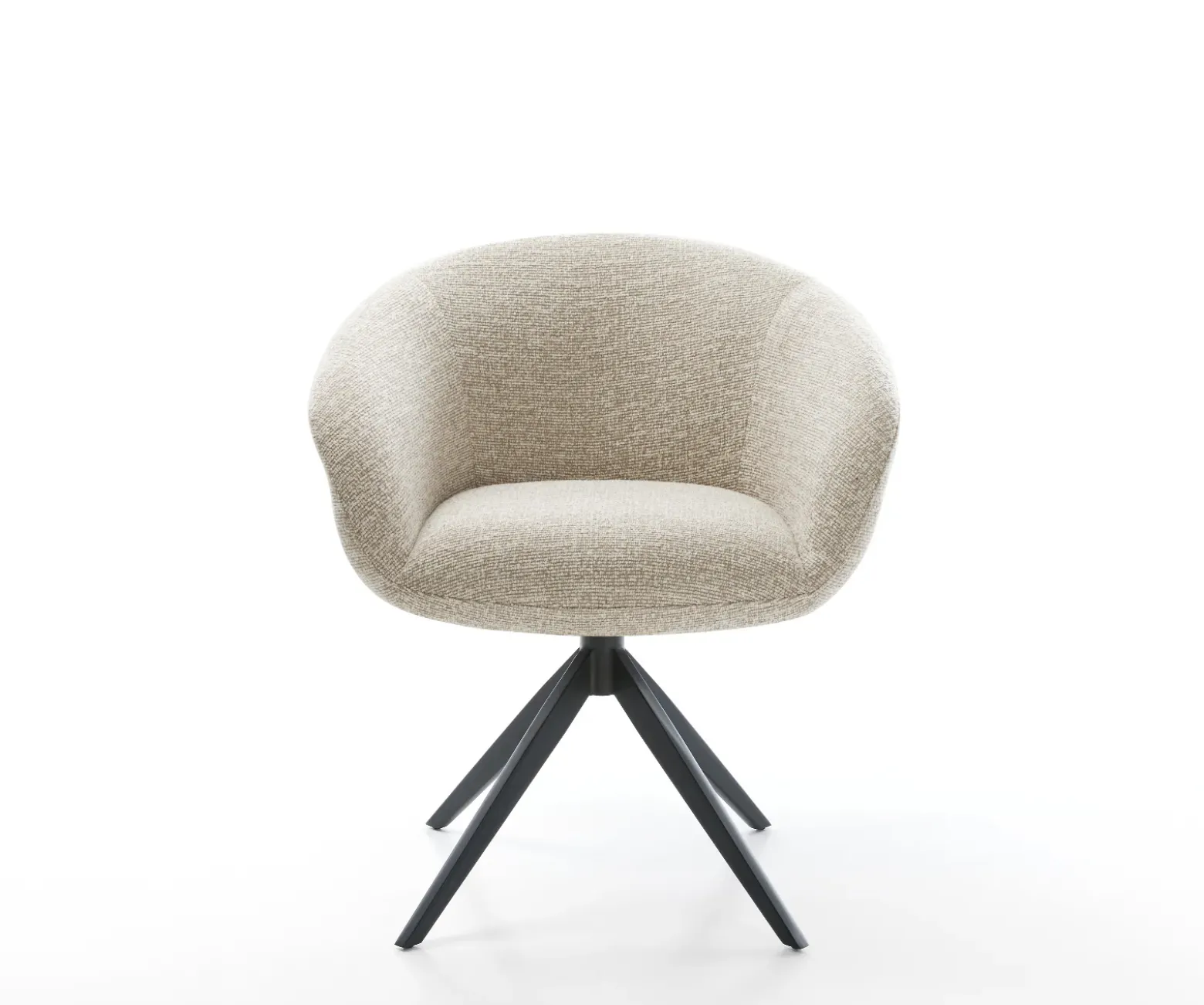 DrehstuhlVinka-Flex mit Armlehnen Webstoff Soft Beige Kreuzgestell breit Schwarz 360° drehbar Wippfunktion Taschenfederkern Sofort versandfertig