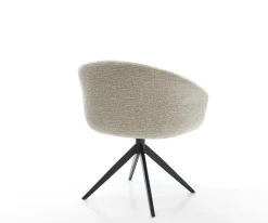 DrehstuhlVinka-Flex mit Armlehnen Webstoff Soft Beige Kreuzgestell breit Schwarz 360° drehbar Wippfunktion Taschenfederkern Sofort versandfertig