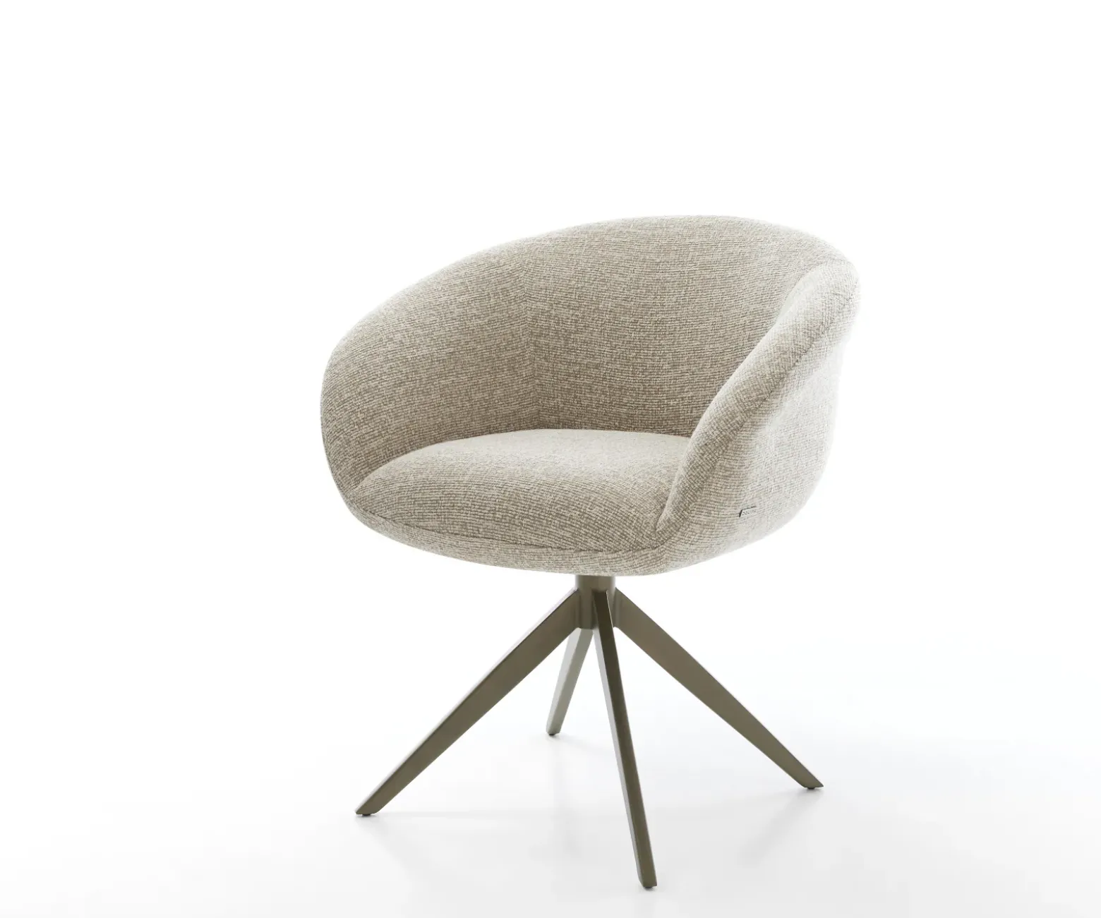 DrehstuhlVinka-Flex mit Armlehnen Webstoff Soft Beige Kreuzgestell breit Effektfinish Titan 360° drehbar Wippfunktion Taschenfederkern Sofort versandfertig