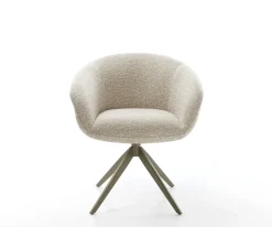 DrehstuhlVinka-Flex mit Armlehnen Webstoff Soft Beige Kreuzgestell breit Effektfinish Titan 360° drehbar Wippfunktion Taschenfederkern Sofort versandfertig