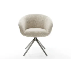 DrehstuhlVinka-Flex mit Armlehnen Webstoff Soft Beige Kreuzgestell breit Graphit 360° drehbar Wippfunktion Taschenfederkern Sofort versandfertig