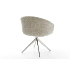 DrehstuhlVinka-Flex mit Armlehnen Webstoff Soft Beige Kreuzgestell breit Edelstahl 360° drehbar Wippfunktion Taschenfederkern Sofort versandfertig