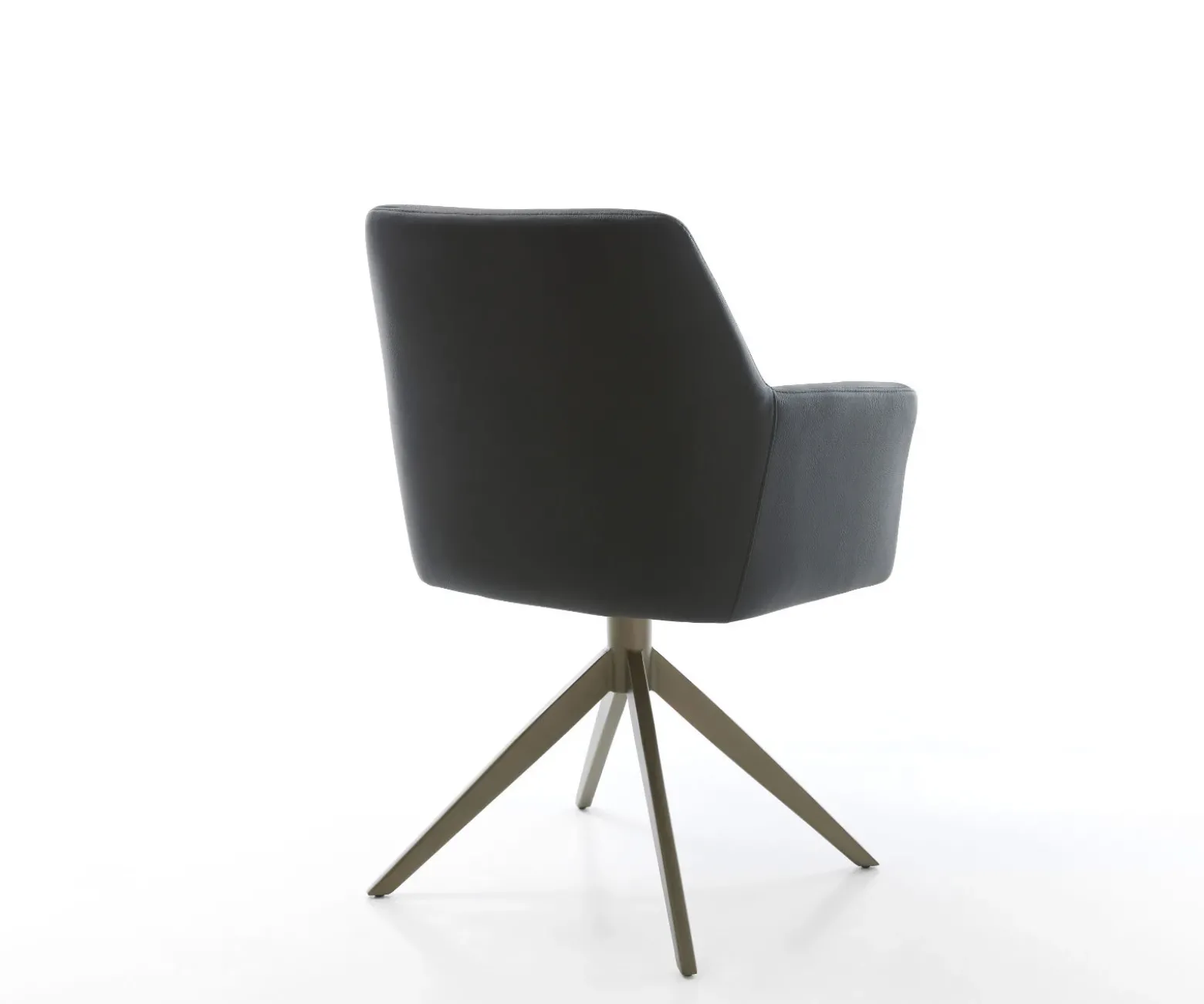 DrehstuhlXana-Flex mit Armlehnen Echt-Leder Schwarz Kreuzgestell breit Effektfinish Titan 360° drehbar Wippfunktion Taschenfederkern Sofort versandfertig