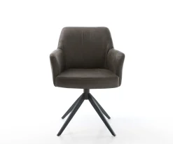 DrehstuhlXana-Flex mit Armlehnen Mikrofaser Anthrazit Vintage Kreuzgestell breit Schwarz 360° drehbar Wippfunktion Taschenfederkern Sofort versandfertig
