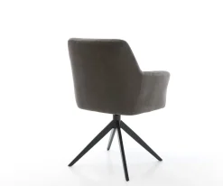 DrehstuhlXana-Flex mit Armlehnen Mikrofaser Anthrazit Vintage Kreuzgestell breit Schwarz 360° drehbar Wippfunktion Taschenfederkern Sofort versandfertig