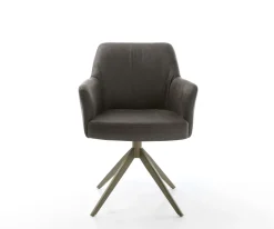 DrehstuhlXana-Flex mit Armlehnen Mikrofaser Anthrazit Vintage Kreuzgestell breit Effektfinish Titan 360° drehbar Wippfunktion Taschenfederkern Sofort versandfertig