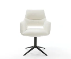 DrehstuhlYago-Flex mit Armlehnen Bouclé Soft Beige Fußkreuz Schwarz 360° drehbar Wippfunktion Taschenfederkern Sofort versandfertig