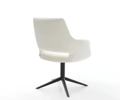 DrehstuhlYago-Flex mit Armlehnen Bouclé Soft Beige Fußkreuz Schwarz 360° drehbar Wippfunktion Taschenfederkern Sofort versandfertig
