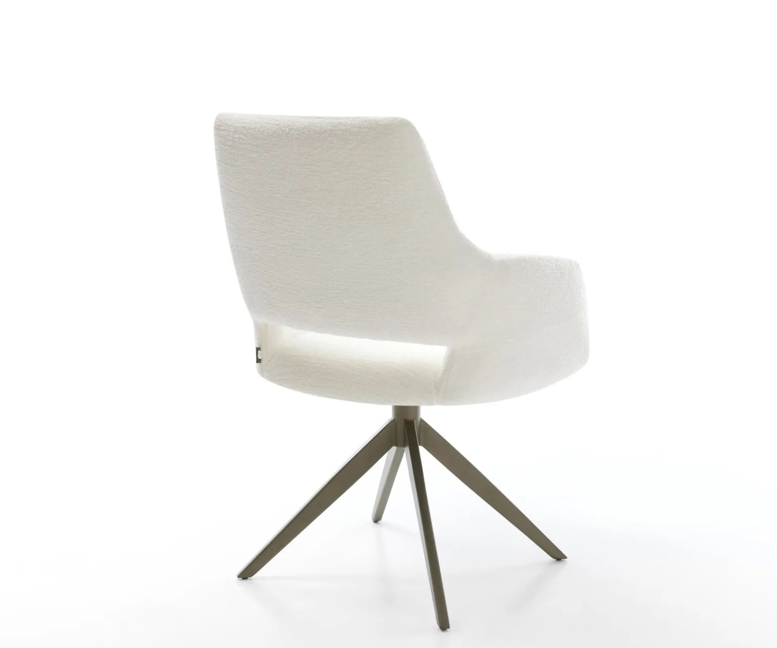 DrehstuhlYago-Flex mit Armlehnen Bouclé Soft Beige Kreuzgestell breit Effektfinish Titan 360° drehbar Wippfunktion Taschenfederkern Sofort versandfertig
