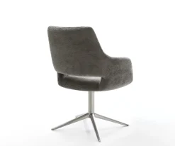 DrehstuhlYago-Flex mit Armlehnen Bouclé Soft Schlamm Fußkreuz Edelstahl 360° drehbar Wippfunktion Taschenfederkern Sofort versandfertig
