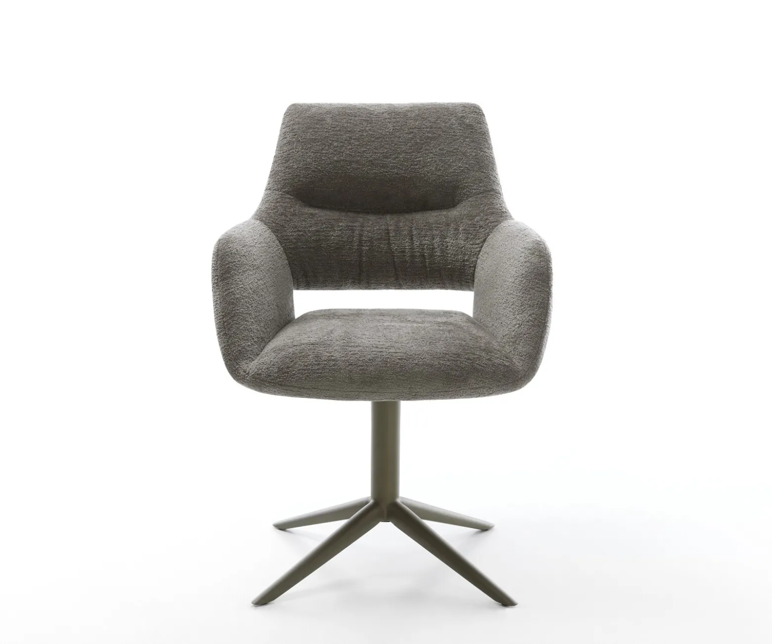 DrehstuhlYago-Flex mit Armlehnen Bouclé Soft Schlamm Fußkreuz Effektfinish Titan 360° drehbar Wippfunktion Taschenfederkern Sofort versandfertig