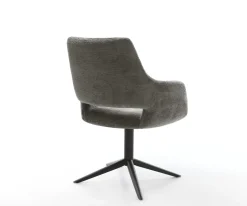 DrehstuhlYago-Flex mit Armlehnen Bouclé Soft Schlamm Fußkreuz Schwarz 360° drehbar Wippfunktion Taschenfederkern Sofort versandfertig