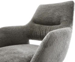 DrehstuhlYago-Flex mit Armlehnen Bouclé Soft Schlamm Holzgestell kantig Natur 360° drehbar Taschenfederkern Versandfertig ca. 28.10.26