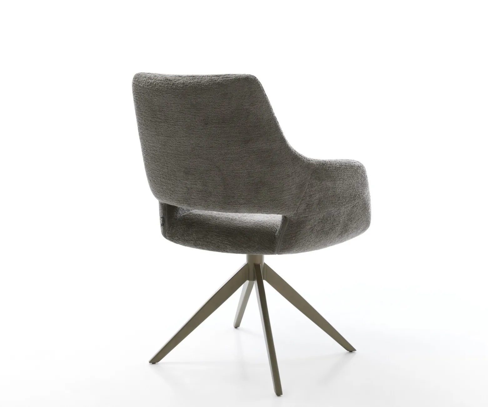 DrehstuhlYago-Flex mit Armlehnen Bouclé Soft Schlamm Kreuzgestell breit Effektfinish Titan 360° drehbar Wippfunktion Taschenfederkern Sofort versandfertig