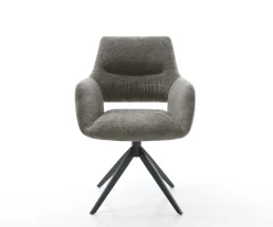DrehstuhlYago-Flex mit Armlehnen Bouclé Soft Schlamm Kreuzgestell breit Schwarz 360° drehbar Wippfunktion Taschenfederkern Sofort versandfertig