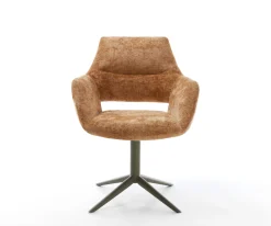 DrehstuhlYago-Flex mit Armlehnen Chenille Rost Fußkreuz Effektfinish Titan 360° drehbar Wippfunktion Taschenfederkern Sofort versandfertig