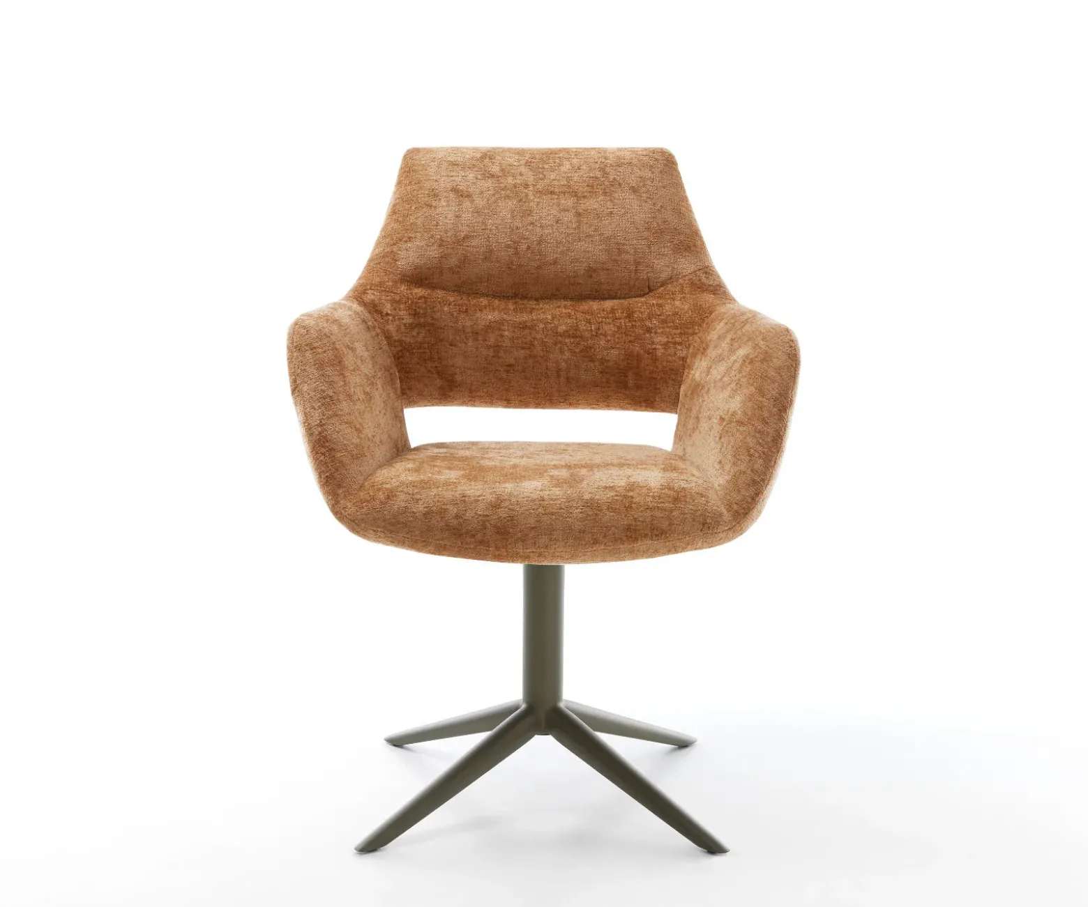 DrehstuhlYago-Flex mit Armlehnen Chenille Rost Fußkreuz Effektfinish Titan 360° drehbar Wippfunktion Taschenfederkern Sofort versandfertig