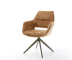 DrehstuhlYago-Flex mit Armlehnen Chenille Rost Kreuzgestell breit Effektfinish Titan 360° drehbar Wippfunktion Taschenfederkern Sofort versandfertig