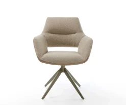 DrehstuhlYago-Flex mit Armlehnen Materialmix Schlamm Kreuzgestell breit Effektfinish Titan 360° drehbar Taschenfederkern Sofort versandfertig