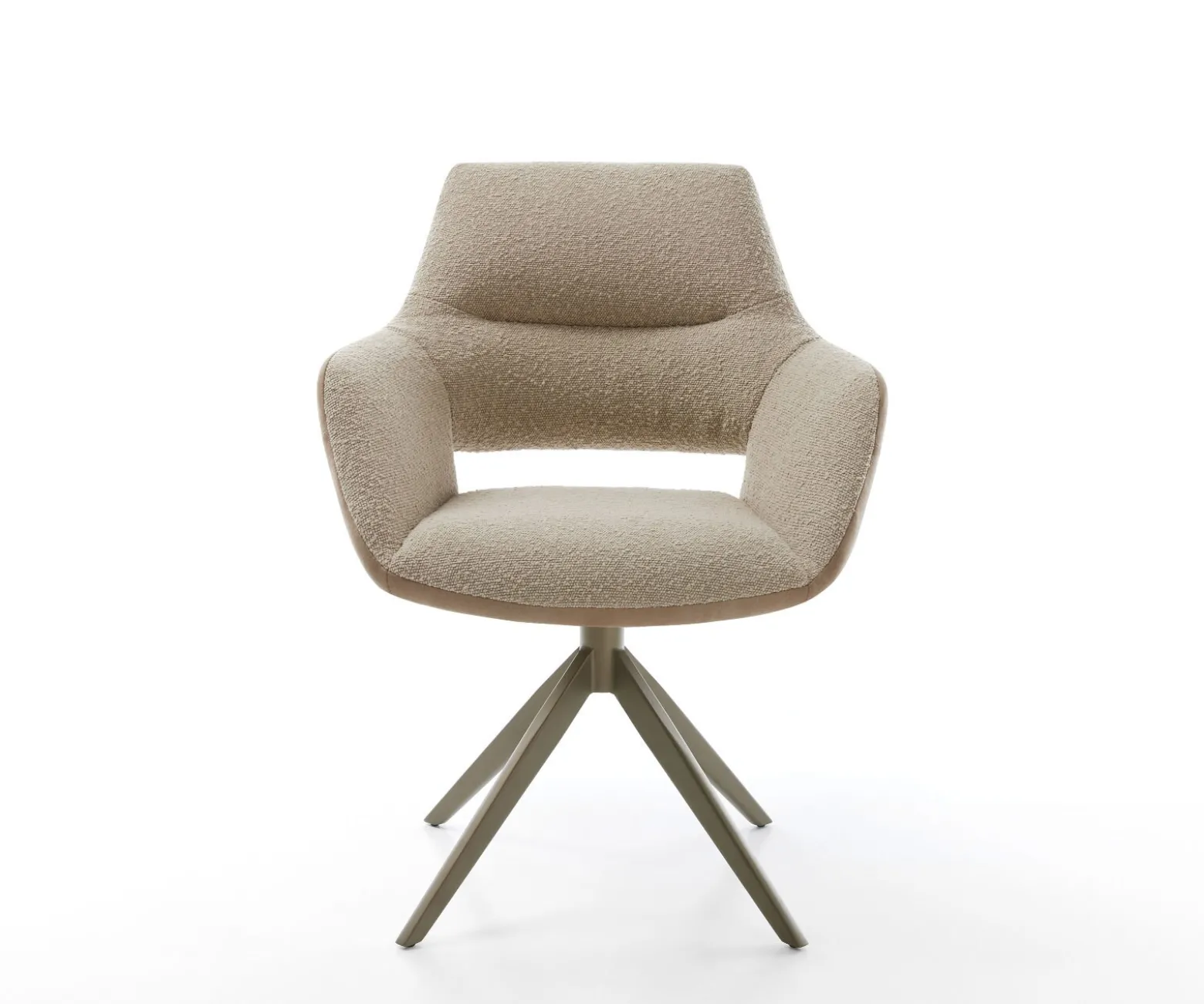 DrehstuhlYago-Flex mit Armlehnen Materialmix Schlamm Kreuzgestell breit Effektfinish Titan 360° drehbar Taschenfederkern Sofort versandfertig
