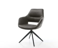 DrehstuhlYago-Flex mit Armlehnen Mikrofaser Anthrazit Vintage Kreuzgestell breit schwarz 360° drehbar Wippfunktion Taschenfederkern Sofort versandfertig