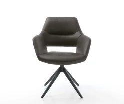 DrehstuhlYago-Flex mit Armlehnen Mikrofaser Anthrazit Vintage Kreuzgestell breit schwarz 360° drehbar Wippfunktion Taschenfederkern Sofort versandfertig
