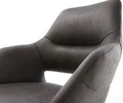 DrehstuhlYago-Flex mit Armlehnen Mikrofaser Anthrazit Vintage Kreuzgestell breit schwarz 360° drehbar Wippfunktion Taschenfederkern Sofort versandfertig