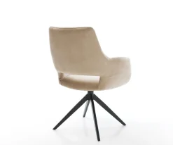 DrehstuhlYago-Flex mit Armlehnen Mikrofaser Beige Vintage Kreuzgestell breit Schwarz 360° drehbar Wippfunktion Taschenfederkern Sofort versandfertig